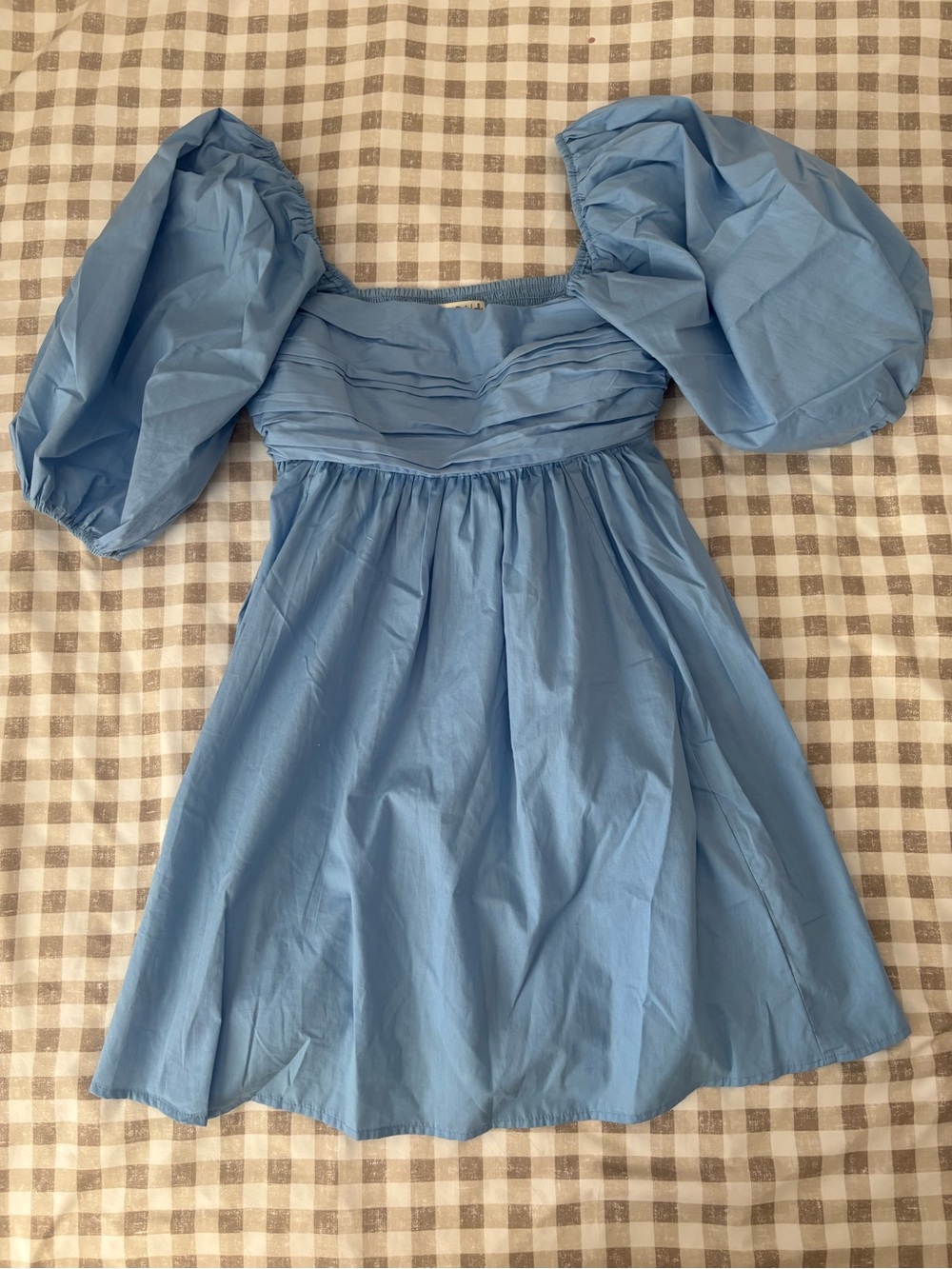Abercrombie and Fitch Emerson Puff Sleeve Mini Dress- Blue